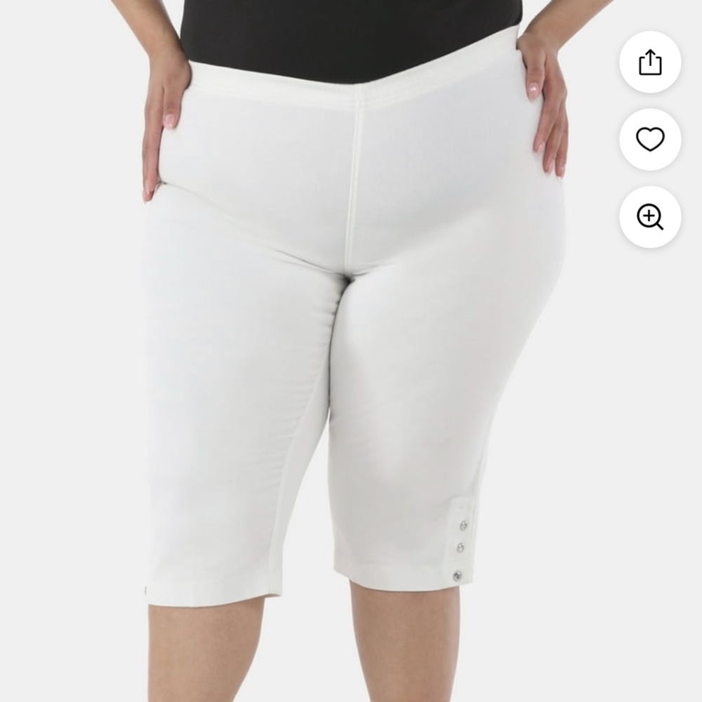Just My Size Women’s Plus White Pull On Bling Tab Capris Size 0X 14W NWT - Picture 9 of 9